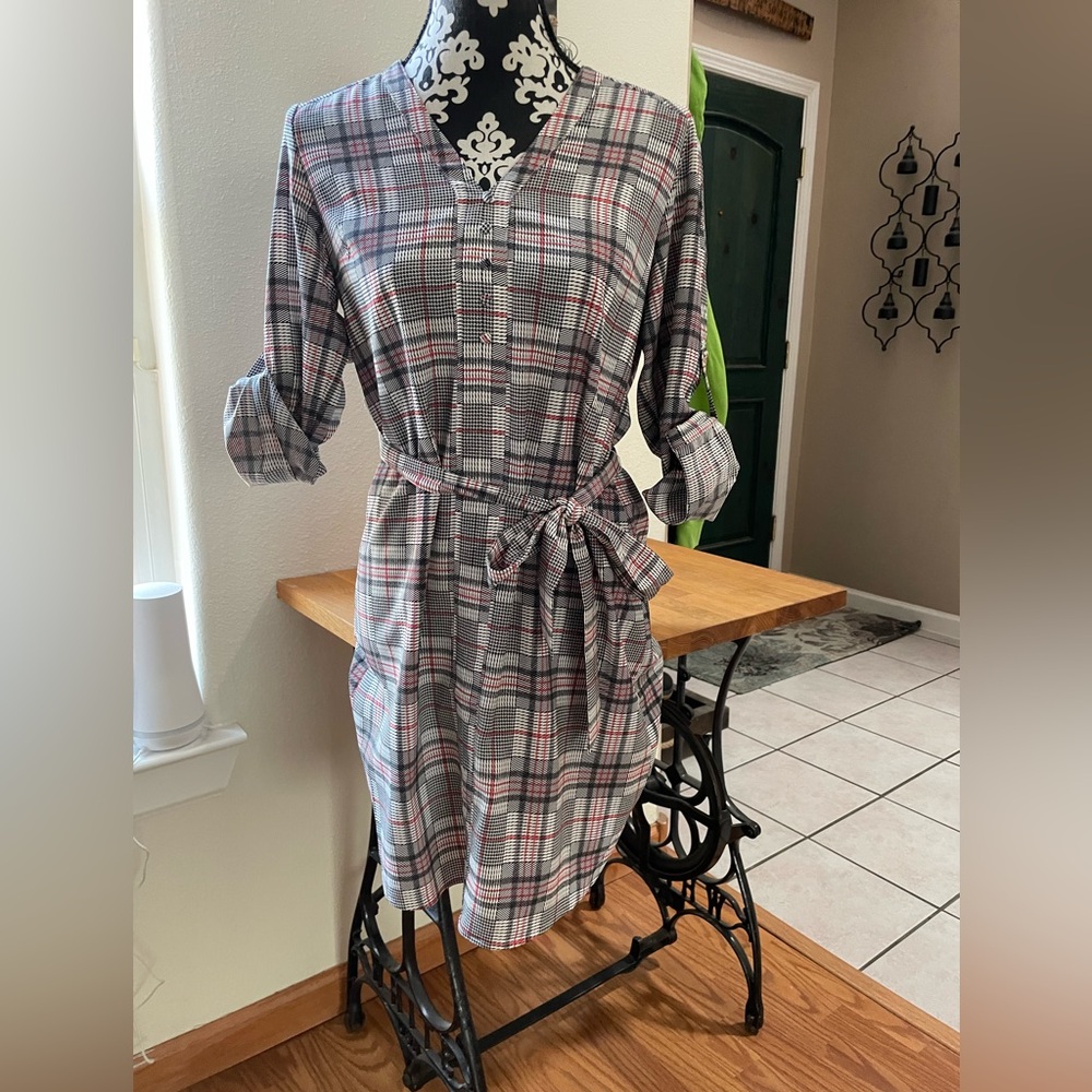 EXPRESS Plaid Belted Shirt Dress Size Small
